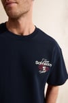 DUKI Erkek Bisiklet Yaka Organik Pamuklu Baskılı Oversıze Lacivert T-Shirt