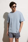 DUNNO Erkek %100 Organik Pamuk Yuvarlak Yakalı Regular Fit Mavi T-Shirt