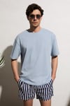 DUNNO Erkek %100 Organik Pamuk Yuvarlak Yakalı Regular Fit Mavi T-Shirt