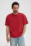 DUNNO Erkek %100 Organik Pamuk Yuvarlak Yakalı Regular Fit Kırmızı T-Shirt