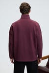 EDISON Erkek Yarım Fermuarlı Kolu Baskılı Dik Yaka Bordo Sweatshirt