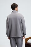 EDISON Erkek Yarım Fermuarlı Kolu Baskılı Dik Yaka Koyu Gri Sweatshirt