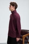 EDISON Erkek Yarım Fermuarlı Kolu Baskılı Dik Yaka Bordo Sweatshirt