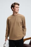 EDMUND Erkek Kolu Baskılı Eteği Lastik Ve Stoperli Bisiklet Yaka Vizon Sweatshirt