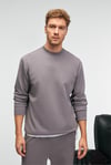 EDMUND Erkek Kolu Baskılı Eteği Lastik Ve Stoperli Bisiklet Yaka Koyu Gri Sweatshirt