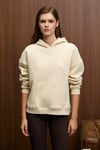 ELYRA Kadın Oversize Dikiş Detaylı Kapüşonlu Vizon Sweatshirt