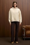 ELYRA Kadın Oversize Dikiş Detaylı Kapüşonlu Vizon Sweatshirt