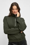 ENDORA Kadın Yumuşak Polarlı Kumaşlı Yakası Fermuarlı Regular Haki Sweatshirt