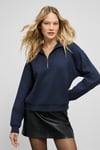 ENDORA Kadın Yumuşak Polarlı Kumaşlı Yakası Fermuarlı Regular Lacivert Sweatshirt