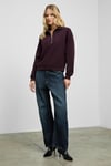ENDORA Kadın Yumuşak Polarlı Kumaşlı Yakası Fermuarlı Regular Bordo Sweatshirt