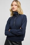 ENDORA Kadın Yumuşak Polarlı Kumaşlı Yakası Fermuarlı Regular Lacivert Sweatshirt