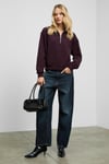 ENDORA Kadın Yumuşak Polarlı Kumaşlı Yakası Fermuarlı Regular Bordo Sweatshirt