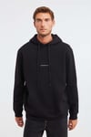 EPIC Erkek Yumusaçık Kumaşlı Nakış Detaylı Kapüşonlu Kordonlu Regular Siyah Sweatshirt
