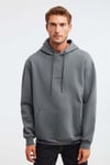 EPIC Erkek Yumusaçık Kumaşlı Nakış Detaylı Kapüşonlu Kordonlu Regular Açık Gri Sweatshirt