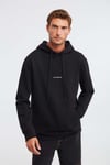 EPIC Erkek Yumusaçık Kumaşlı Nakış Detaylı Kapüşonlu Kordonlu Regular Siyah Sweatshirt