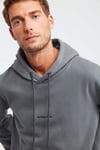 EPIC Erkek Yumusaçık Kumaşlı Nakış Detaylı Kapüşonlu Kordonlu Regular Açık Gri Sweatshirt