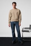 Ernest Erkek Organik Pamuklu Yumuşacık Baskı Detaylı Bisiklet Yaka İçi Polarlı Bej Sweatshirt
