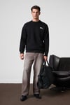 Ernest Erkek Organik Pamuklu Yumuşacık Baskı Detaylı Bisiklet Yaka İçi Polarlı Siyah Sweatshirt