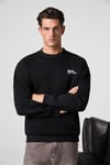 Ernest Erkek Organik Pamuklu Yumuşacık Baskı Detaylı Bisiklet Yaka İçi Polarlı Siyah Sweatshirt