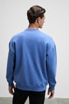 Ernest Erkek Organik Pamuklu Yumuşacık Baskı Detaylı Bisiklet Yaka İçi Polarlı Açık Mavi Sweatshirt