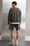 ERNEST Erkek Yumuşacık İçi Polarlı Baskı Detaylı Organik Pamuk Oversize Gri Sweatshirt