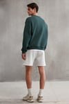 ERNEST Erkek Yumuşacık İçi Polarlı Baskı Detaylı Organik Pamuk Oversize Koyu Yeşil Sweatshirt