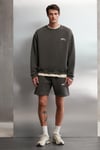 ERNEST Erkek Yumuşacık İçi Polarlı Baskı Detaylı Organik Pamuk Oversize Gri Sweatshirt
