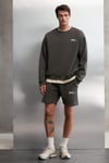 ERNEST Erkek Yumuşacık İçi Polarlı Baskı Detaylı Organik Pamuk Oversize Gri Sweatshirt