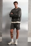 ERNEST Erkek Yumuşacık İçi Polarlı Baskı Detaylı Organik Pamuk Oversize Gri Sweatshirt