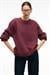 ESME Kadın Oversize Yuvarlak Yakalı Kol Ucu Ve Etek Ucu Manşetli Bordo Sweatshirt