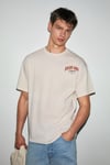 ESPADA Erkek %100 Organik Pamuklu Yuvarlak Yakalı Baskı Detaylı Vanilya T-Shirt