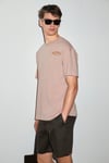 ESPADA Erkek %100 Organik Pamuklu Yuvarlak Yakalı Baskı Detaylı Pudra T-Shirt