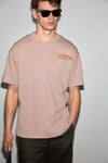 ESPADA Erkek %100 Organik Pamuklu Yuvarlak Yakalı Baskı Detaylı Pudra T-Shirt
