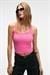 ETHIQUET LILLESOL Kadın Fitilli Görünümlü Slim Fit Vücuda Oturan Havuz Yakalı Pamuklu Basic Fuşya Atlet