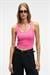 ETHIQUET LILLESOL Kadın Fitilli Görünümlü Slim Fit Vücuda Oturan Havuz Yakalı Pamuklu Basic Fuşya Atlet