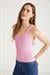 ETHIQUET LILLESOL Kadın Fitilli Görünümlü Slim Fit Vücuda Oturan Havuz Yakalı Pamuklu Basic Koyu Pembe Atlet