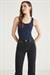 ETHIQUET LILLESOL Kadın Fitilli Görünümlü Slim Fit Vücuda Oturan Havuz Yakalı Pamuklu Basic Lacivert Atlet