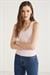 ETHIQUET LILLESOL Kadın Fitilli Görünümlü Slim Fit Vücuda Oturan Havuz Yakalı Pamuklu Basic Pembe Atlet