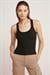 ETHIQUET LILLESOL Kadın Fitilli Görünümlü Slim Fit Vücuda Oturan Havuz Yakalı Pamuklu Basic Siyah Atlet
