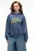 EVANTIA Kadın Baskılı Oversize Kapüşonlu Nakış Detaylı Kanguru Cep Lacivert Sweatshirt