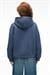 EVANTIA Kadın Baskılı Oversize Kapüşonlu Nakış Detaylı Kanguru Cep Lacivert Sweatshirt