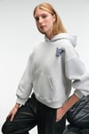EVANTIA Kadın Baskılı Oversize Kapüşonlu Nakış Detaylı Kanguru Cep Grimelanj Sweatshirt