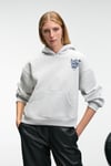 EVANTIA Kadın Baskılı Oversize Kapüşonlu Nakış Detaylı Kanguru Cep Grimelanj Sweatshirt