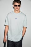 EXOTIC Erkek %100 Organik Pamuklu Baskı Detaylı Rahat Kalıp Mavi T-Shirt