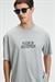 FEAST Erkek %100 Pamuk Oversize Fit Baskılı Kısa Kollu Yuvarlak Yakalı Açık Gri T-Shirt