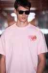 FILIERO Erkek %100 Organik Pamuklu Baskı Detaylı Yuvarlak Yaka Regular Fit Pembe T-Shirt
