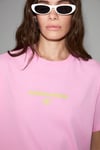 FINESTE Kadın Yumuşak Kumaşlı %100 Organik Pamuklu  Baskı Detaylı Pembe T-Shirt