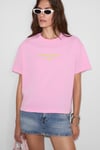 FINESTE Kadın Yumuşak Kumaşlı %100 Organik Pamuklu  Baskı Detaylı Pembe T-Shirt