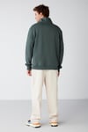 FRAME Erkek Yarım Fermuarlı Dik Yakalı Yumuşacık Kumaşlı Polarlı Regular Yeşil Sweatshirt