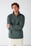 FRAME Erkek Yarım Fermuarlı Dik Yakalı Yumuşacık Kumaşlı Polarlı Regular Yeşil Sweatshirt